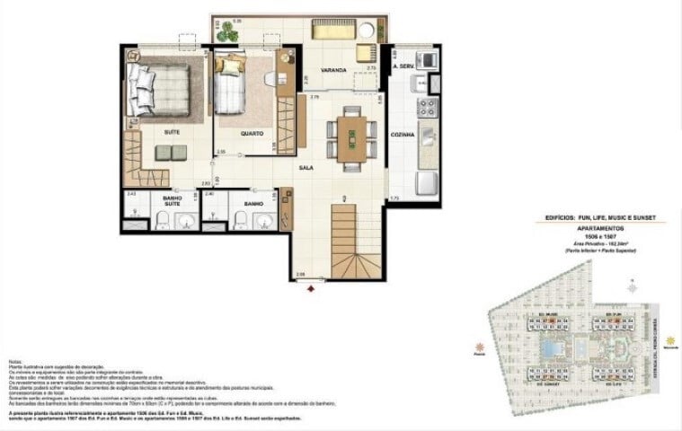 Planta 10 - 3 dorm 162,24m - cobertura duplex