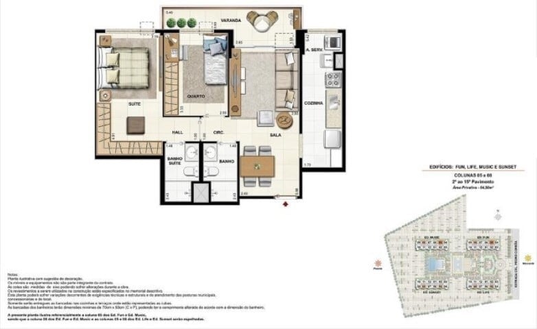 Planta 07 - 2 dorm 64,90m