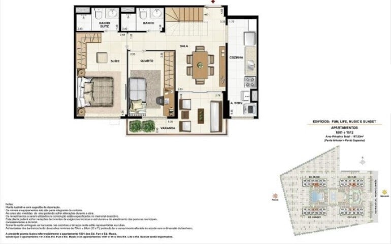 Planta 09 - 3 dorm 167,82m - cobertura duplex