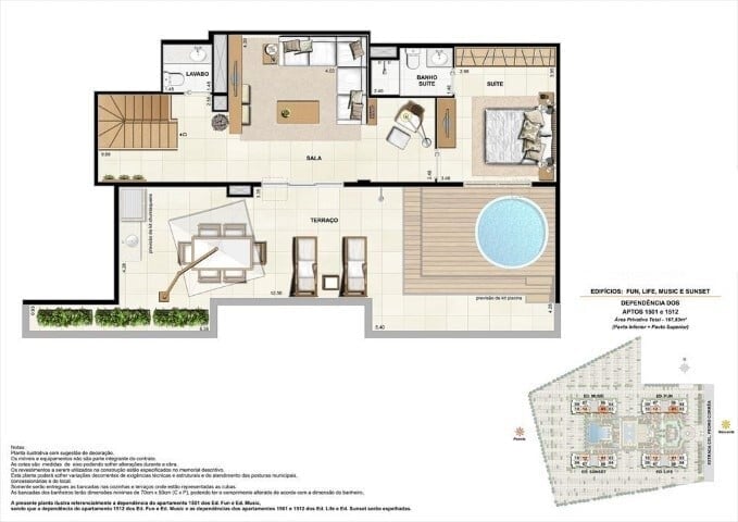 Planta 14 - 3 dorm 167,82m - cobertura duplex