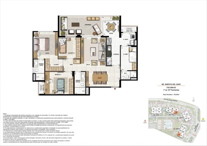 Planta 01 - 3 dorm 119 92m