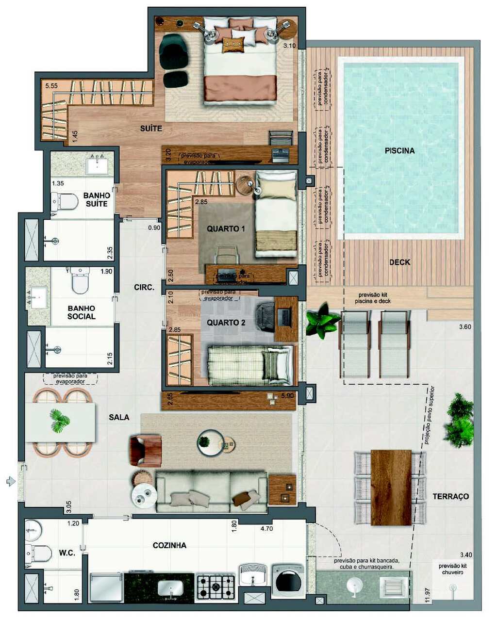 Planta 29 - 3 dorm 120,37m - garden