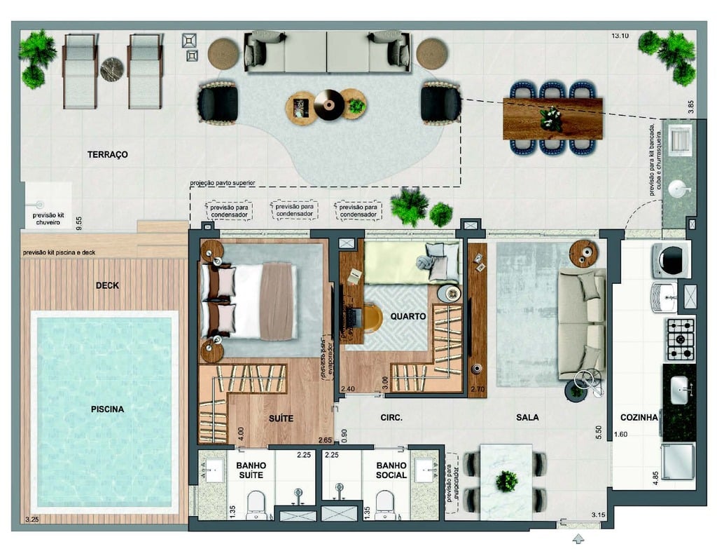 Planta 31 - 2 dorm 130,81m - garden