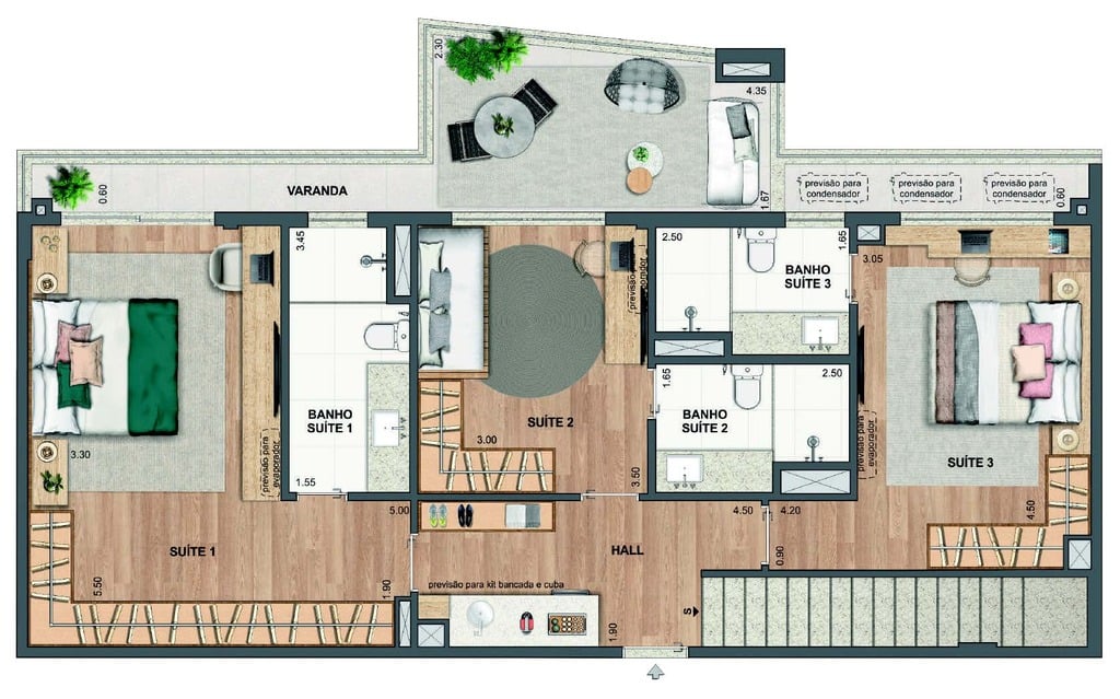 Planta 58 - 3 dorm 201,25m - cobertura duplex - inferior