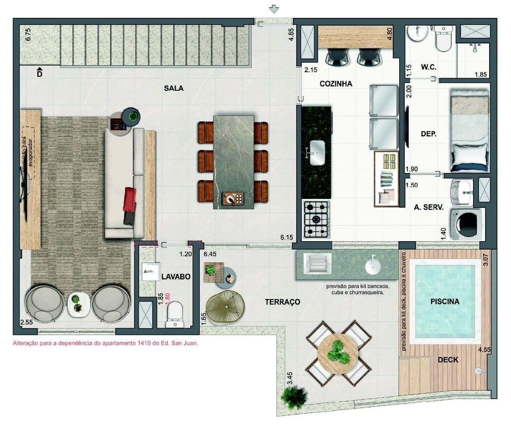 Planta 41 - 3 dorm 164,35m - cobertura duplex - superior