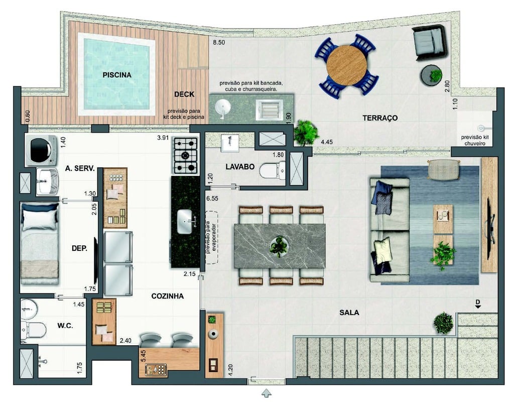 Planta 43 - 3 dorm 167,70m - cobertura duplex - superior