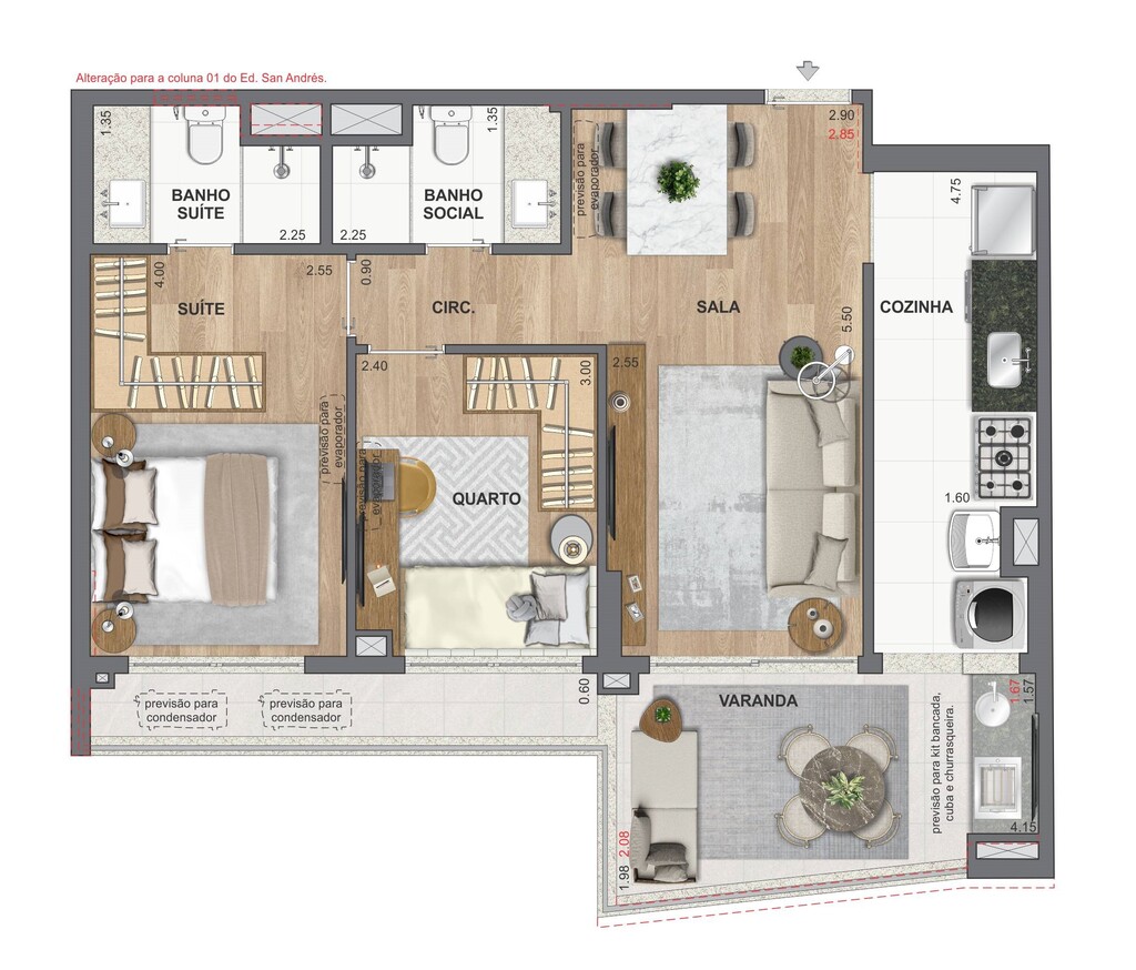 Planta 04 - 2 dorm 69,78m