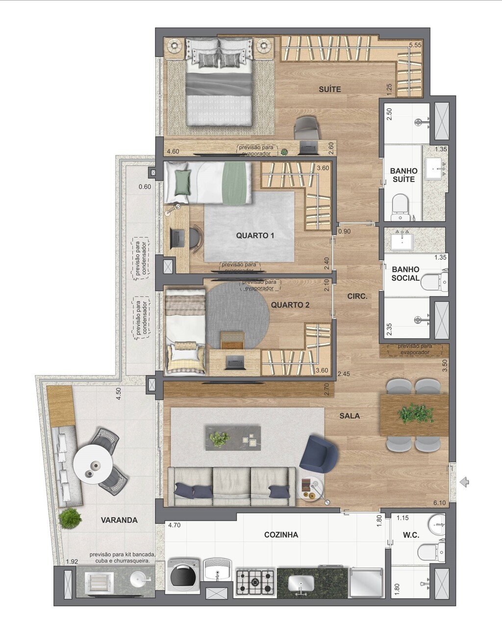 Planta 15 - 3 dorm 92,05m