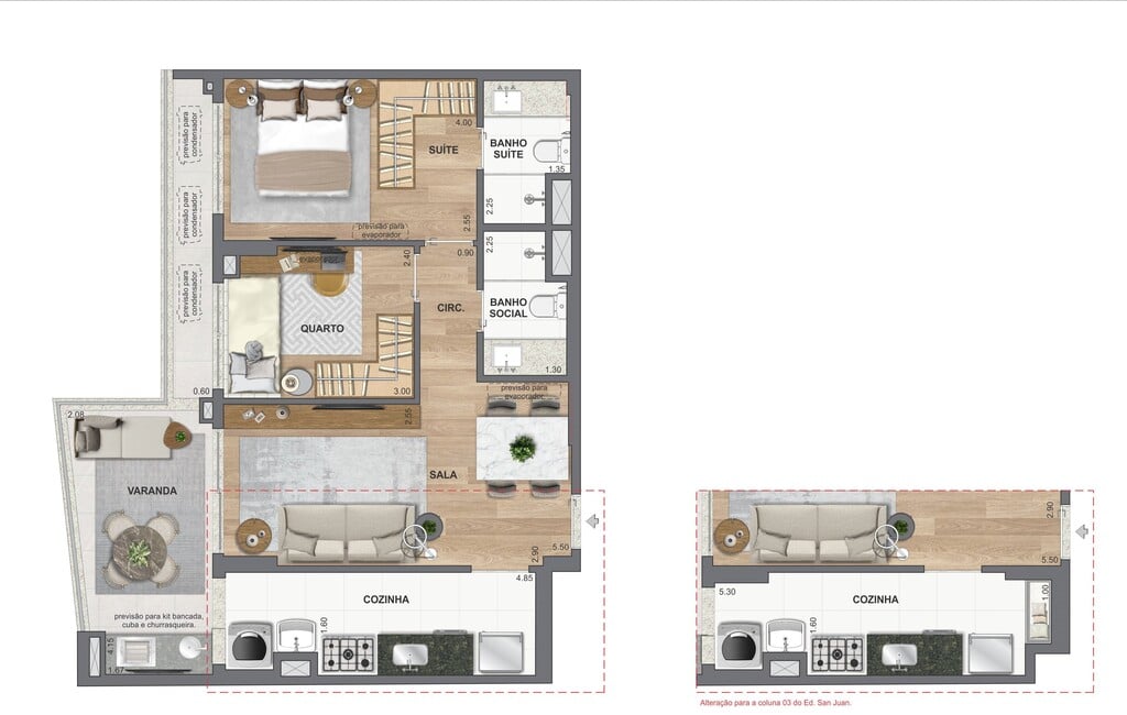 Planta 02 - 2 dorm 69,49m