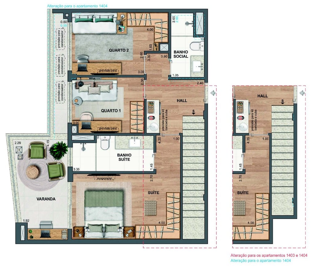 Planta 33 - 3 dorm 138,22m - cobertura duplex - inferior