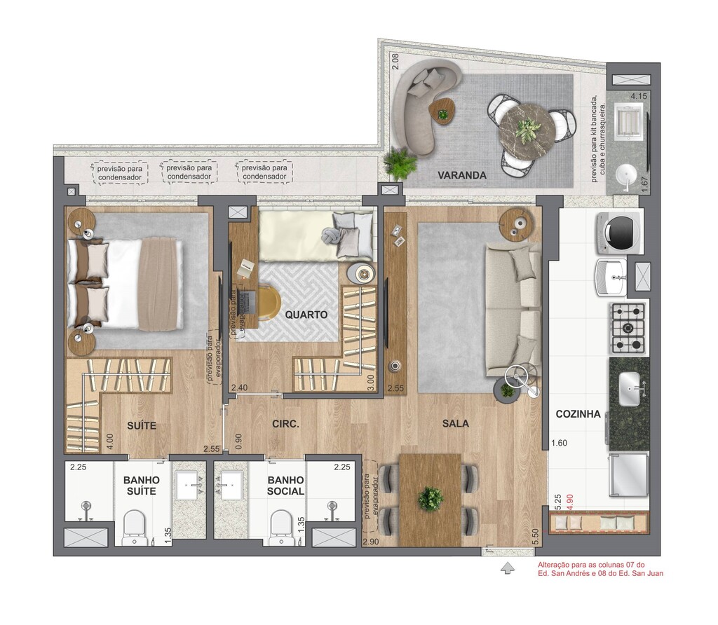 Planta 03 - 2 dorm 69,72m