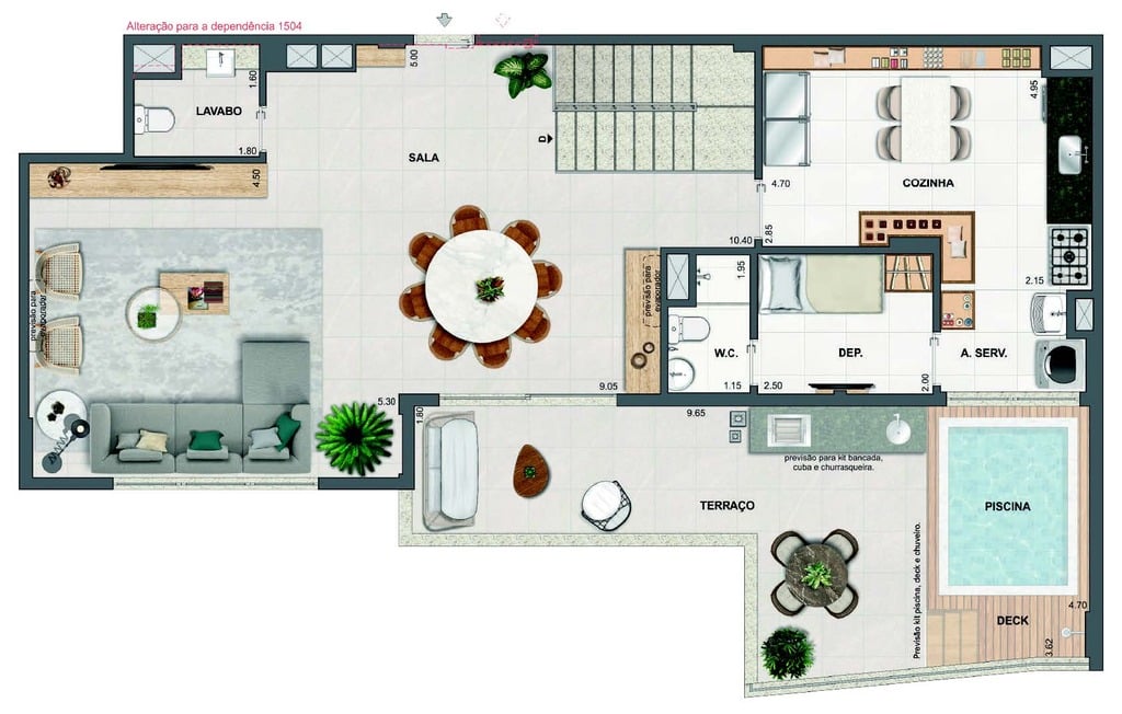 Planta 65 - 4 dorm 232,77m - cobertura duplex - superior