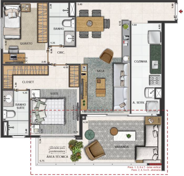 Planta 05 - 2 dorm 80 09m