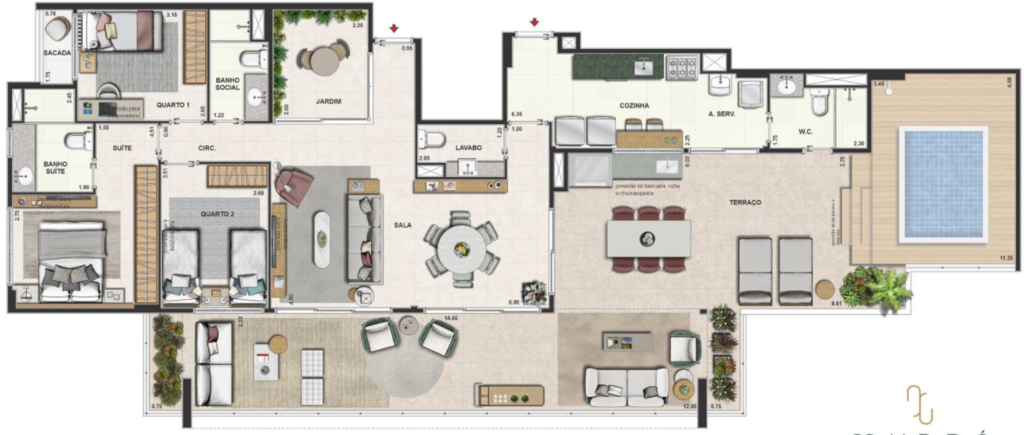 Planta 12 - 3 dorm 199 18m