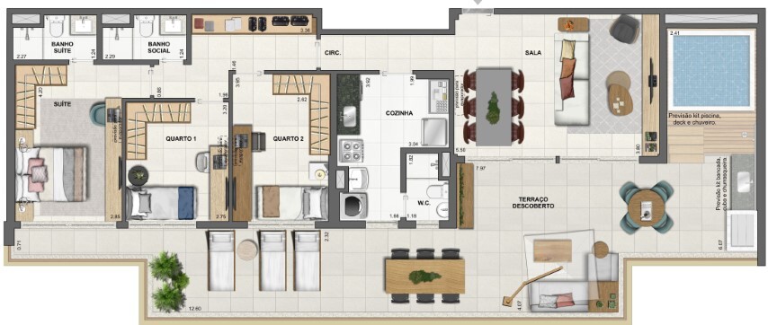 Planta 30 - 3 dorm 157 39m - cobertura horizontal