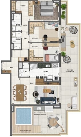 Planta 27 - 3 dorm 157 12m - cobertura horizontal