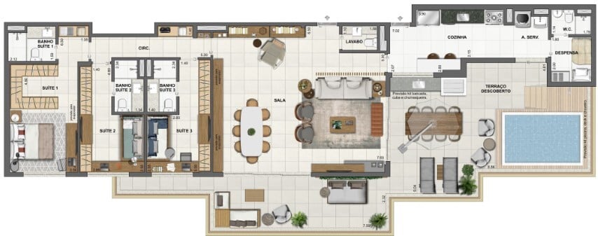 Planta 11 - 3 dorm 212 78m - cobertura horizontal