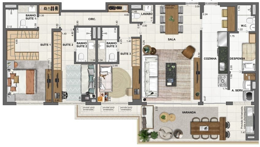 Planta 04 - 3 dorm 139 95m