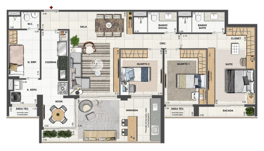 Planta 04 - 3 dorm 126 36m