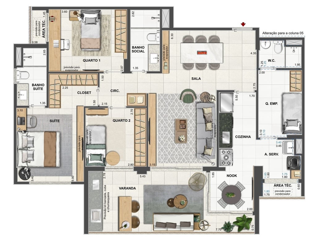 Planta 02 - 3 dorm 123 74m