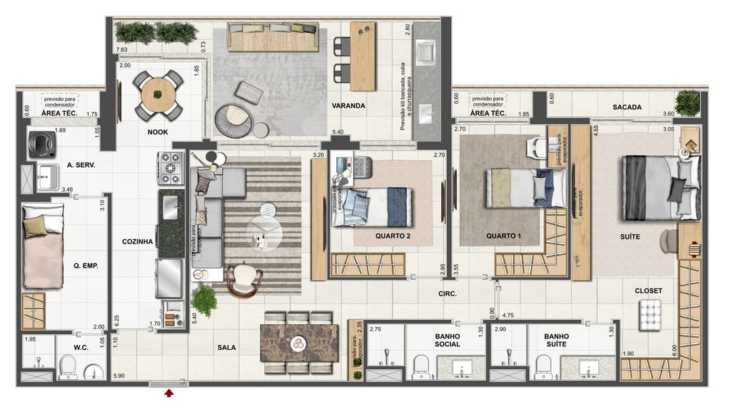 Planta 05 - 3 dorm 127 83m