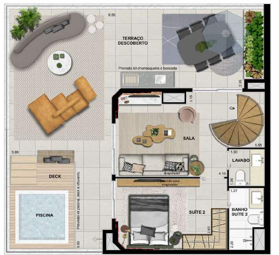 Planta 10 - 2 dorm 187 28m - cobertura duplex - superior