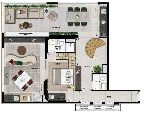 Planta 09 - 2 dorm 187 28m - cobertura duplex - inferior