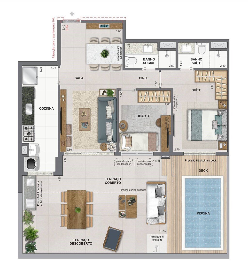 Planta 12 - 2 dorm 114,91m - garden