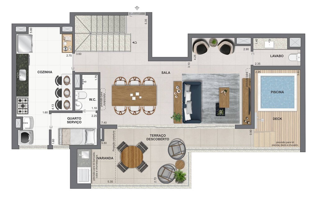 Planta 19 - 4 dorm 191,53m - cobertura duplex - superior