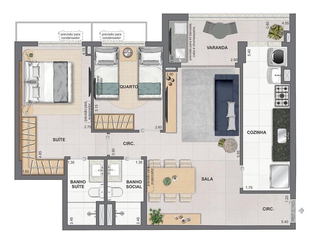 Planta 06 - 2 dorm 75,33m