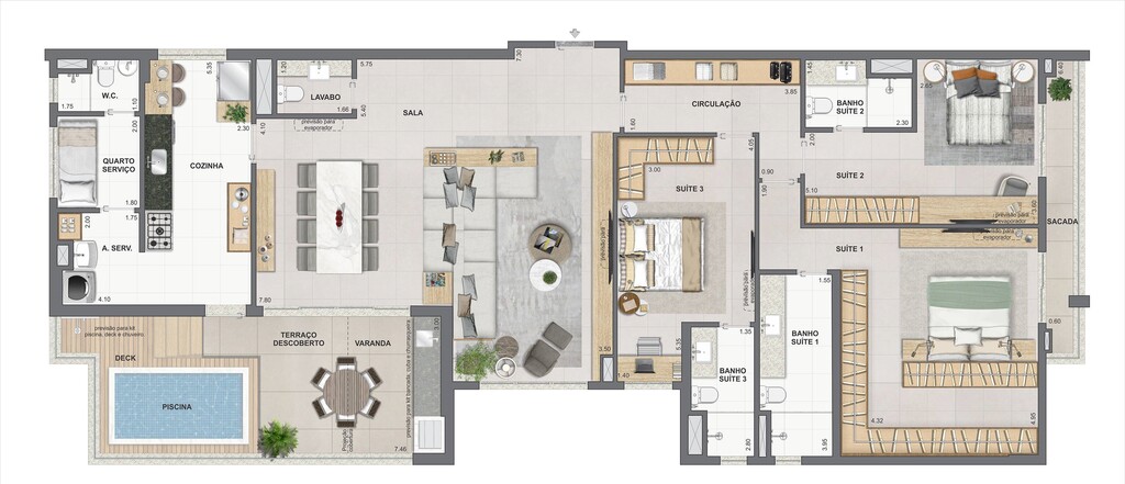 Planta 17 - 3 dorm 191,94m - cobertura horizontal