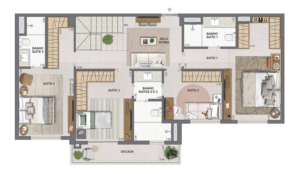 Planta 22 - 4 dorm 194,98m - cobertura duplex - inferior