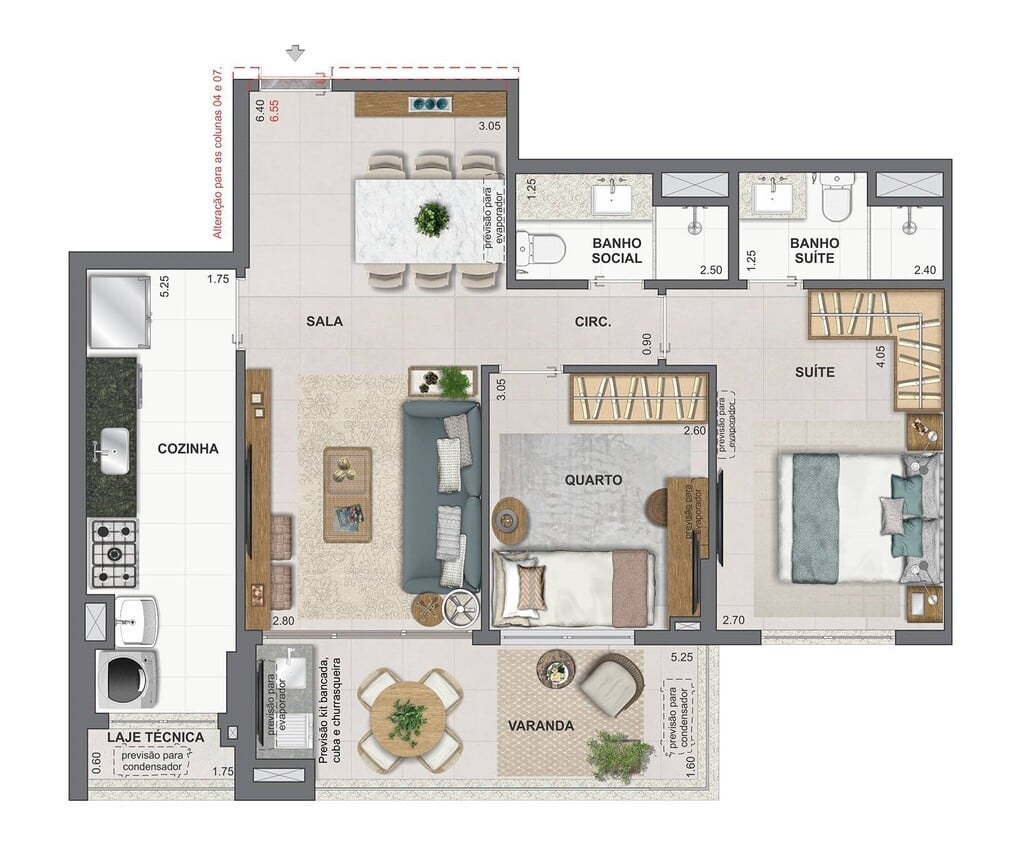 Planta 07 - 2 dorm 75,63m