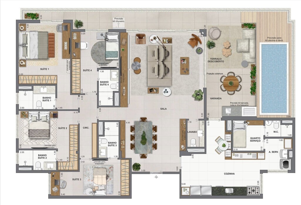 Planta 24 - 4 dorm 235,25m - cobertura horizontal