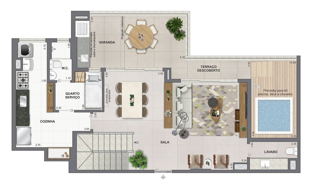 Planta 21 - 4 dorm 191,74m - cobertura duplex - superior