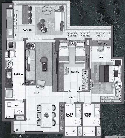 Planta 04 - 3 dorm 96 72m