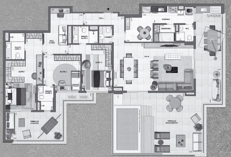 Planta 32 - 3 dorm 235 88m - cobertura horizontal