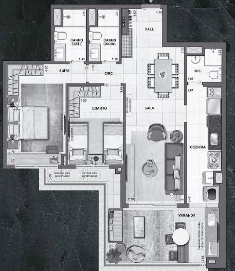 Planta 02 - 3 dorm 95 13m