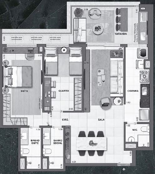 Planta 08 - 3 dorm 98 55m