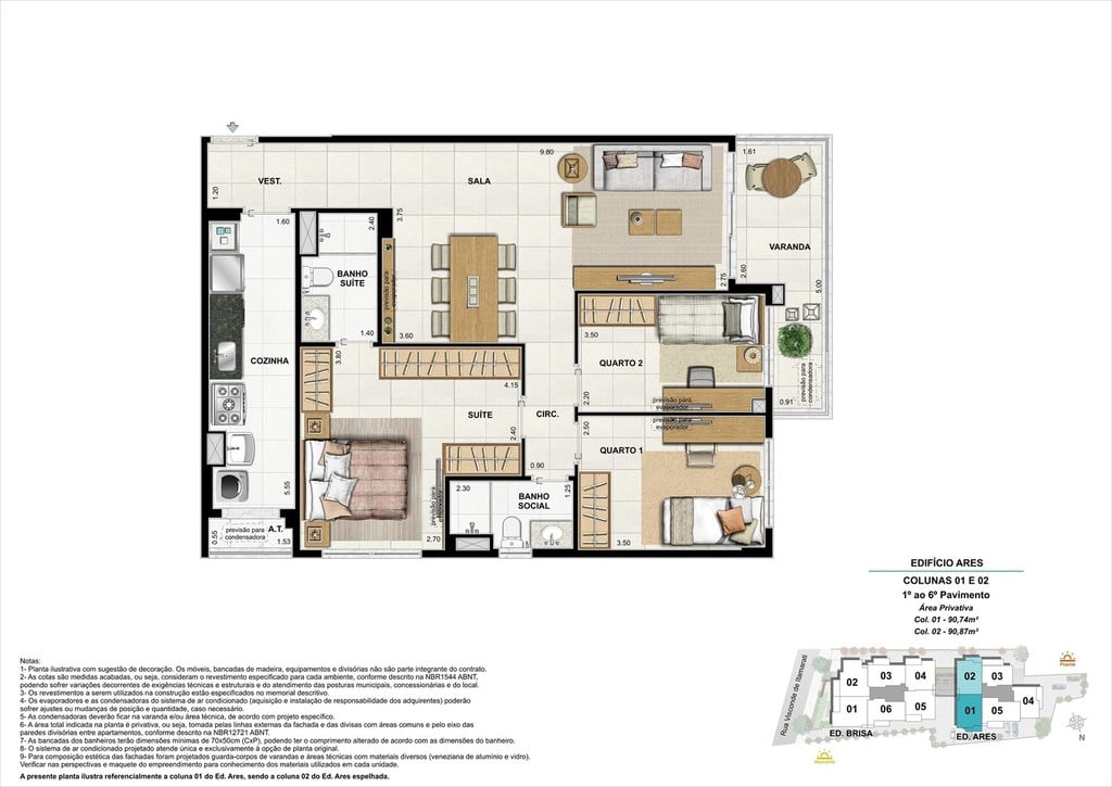 Planta 03 - 3 dorm 90 74m