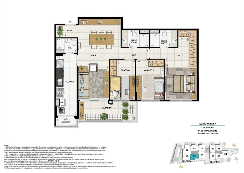 Planta 06 - 3 dorm 94 93m