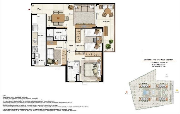 Planta 08 - 3 dorm 77 34m