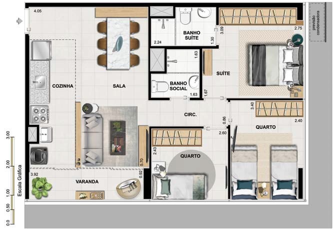 Planta 06 - 3 dorm 65 15m