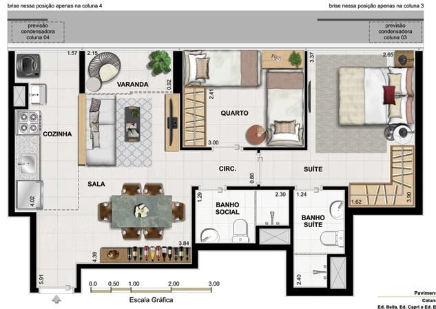 Planta 03 - 2 dorm 55 65m