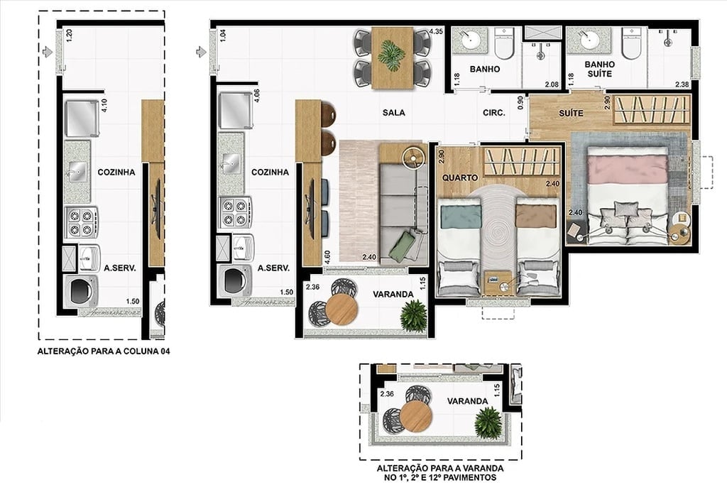 Planta 04 - 2 dorm 50,24m