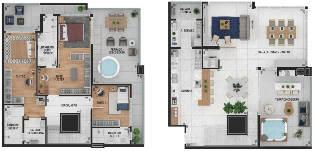 Planta 22 - 3 dorm 233 66m - cobertura duplex