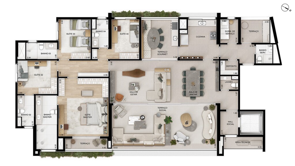 Planta 01 - 4 dorm 262m