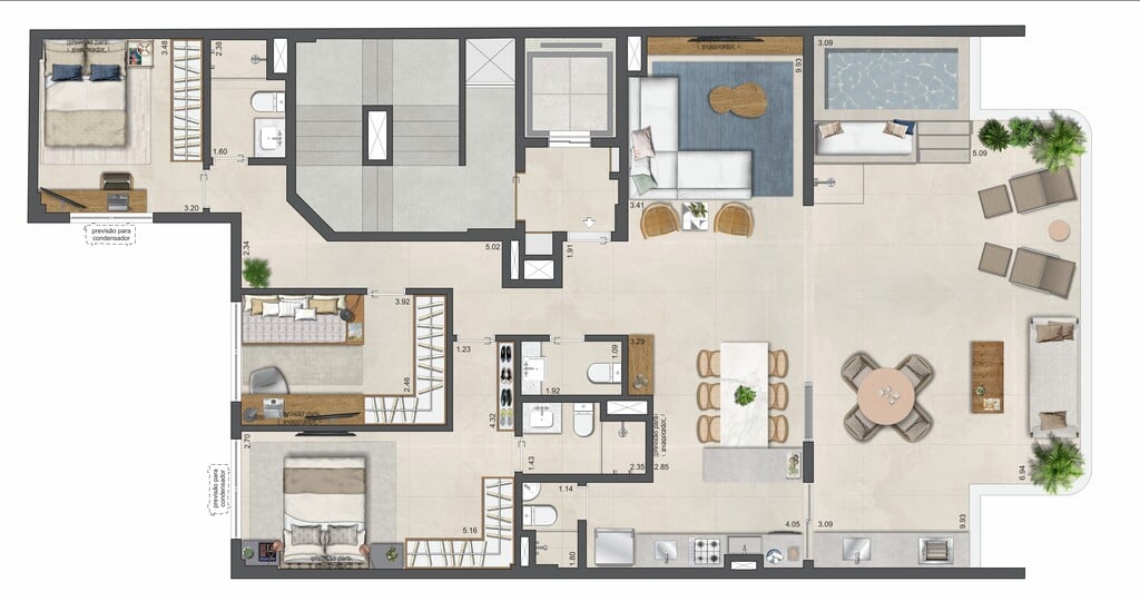 Planta 11 - 3 dorm 138,41m - cobertura horizontal