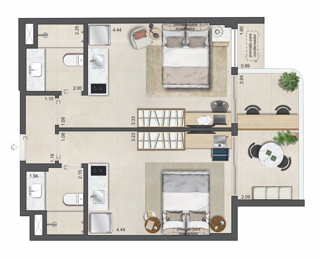 Planta 07 - 2 dorm 51,83m