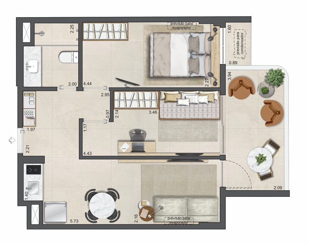 Planta 08 - 2 dorm 51,83m - opo